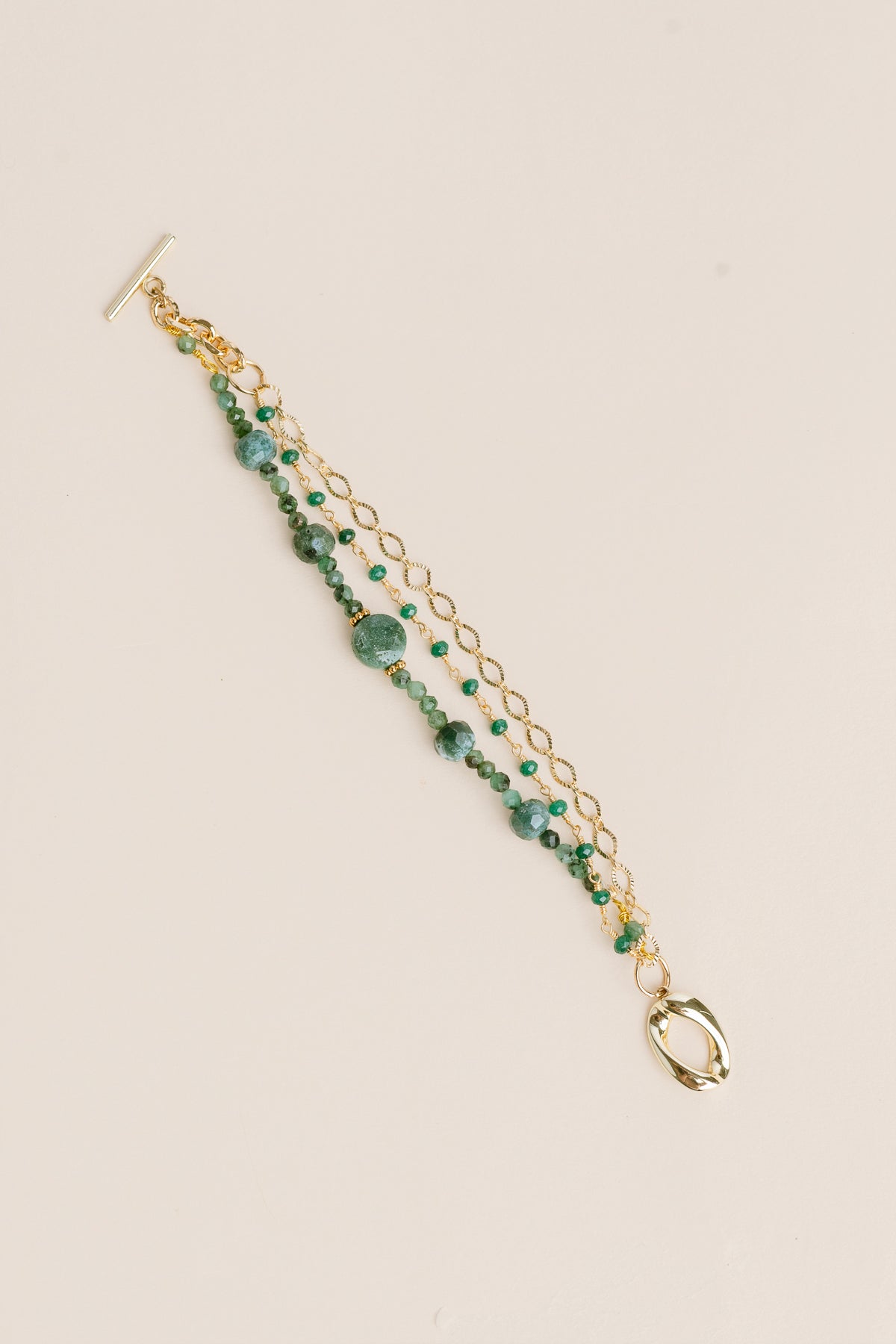 Sherwood Bridge Diamonds 3 Strand Emerald Toggle Bracelet