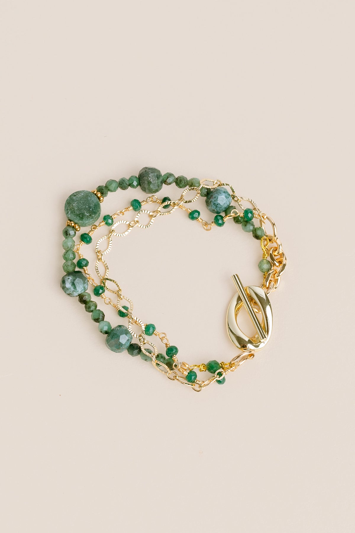 Sherwood Bridge Diamonds 3 Strand Emerald Toggle Bracelet