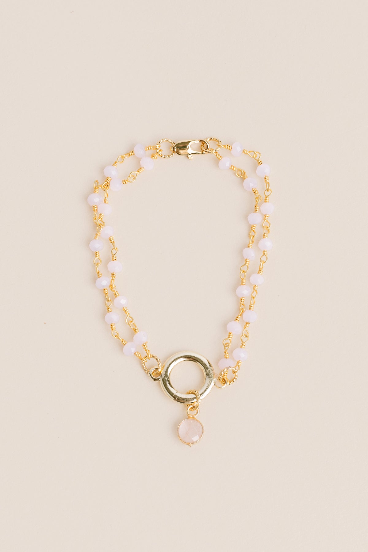 Sherwood Bridge Diamonds Rose Quartz Double Chain Bracelet