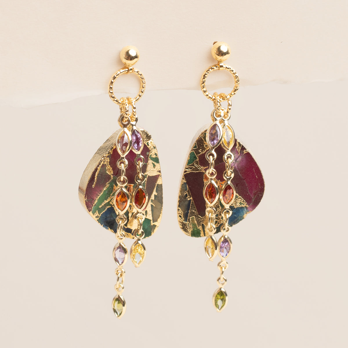 Multicolor Jade Dangle Drop Earrings