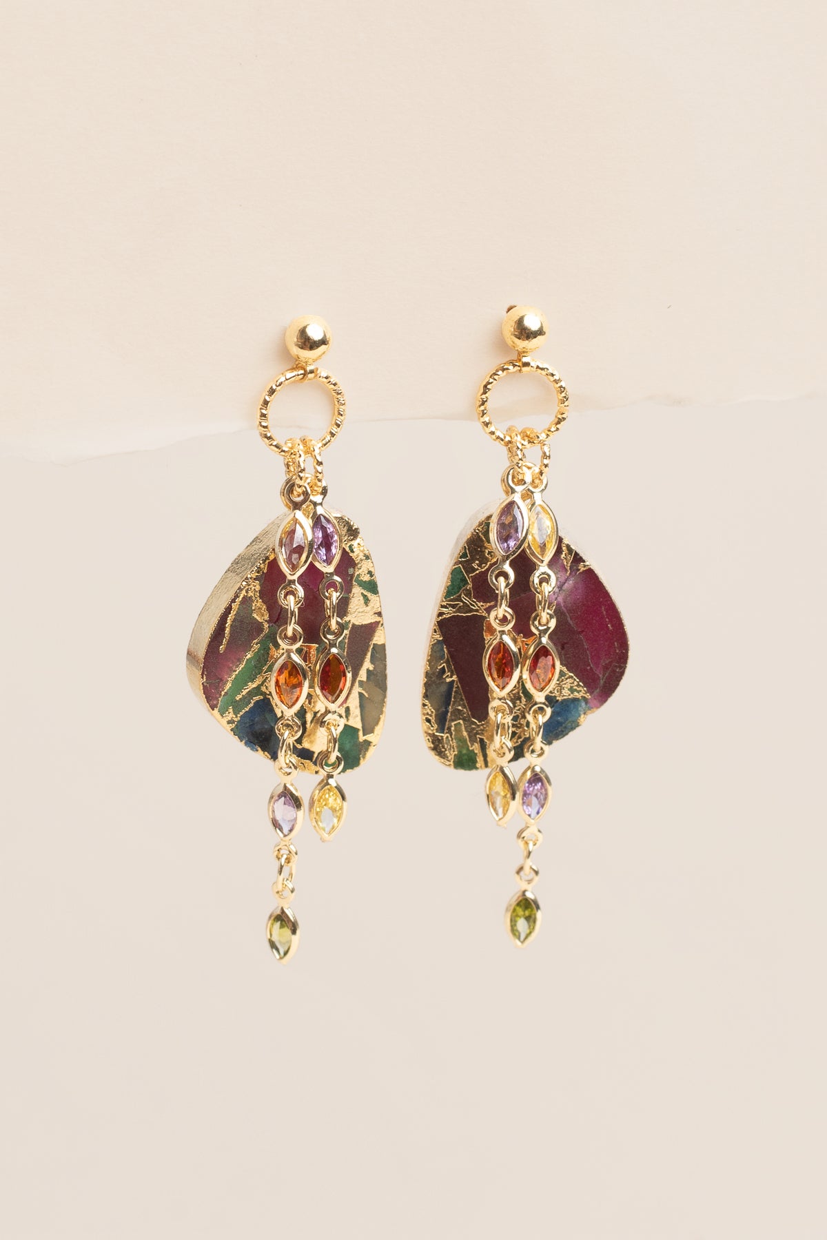 Multicolor Jade Dangle Drop Earrings