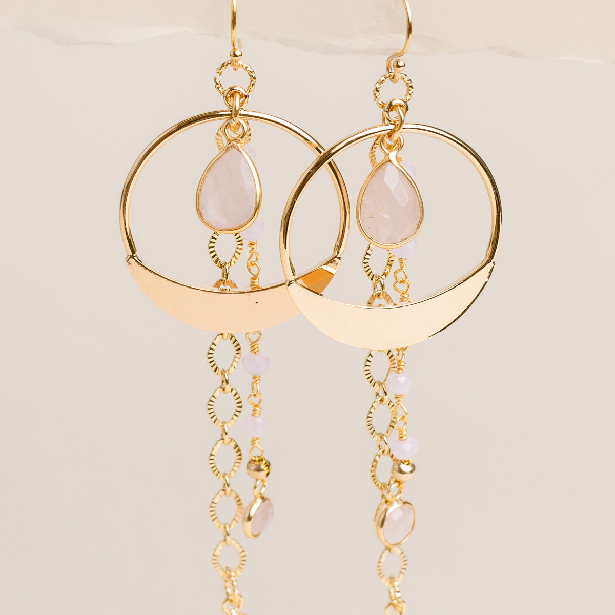 Rose Quartz Hoop Earrings