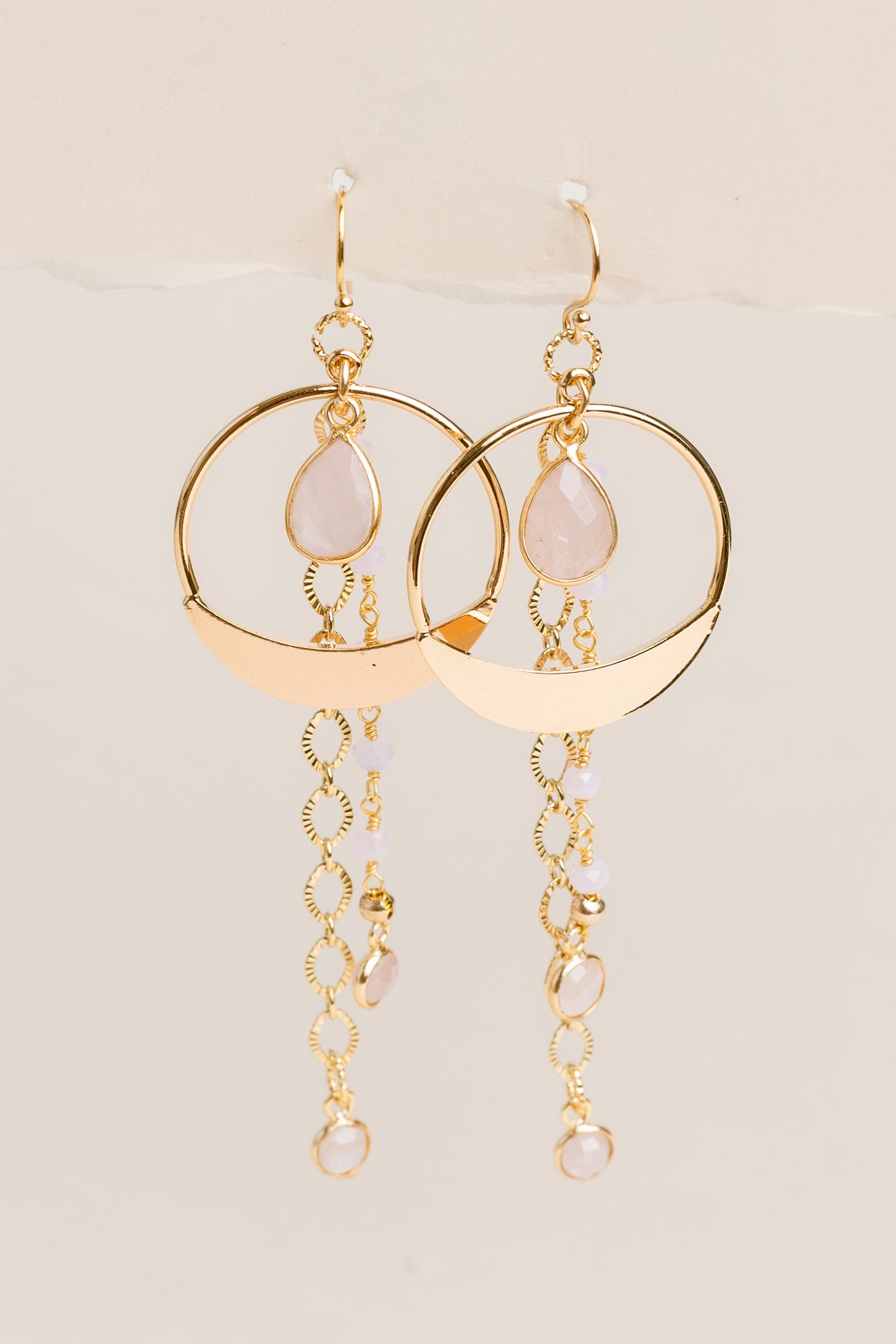 Rose Quartz Hoop Earrings