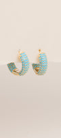 Turquoise Chunky Pave Hoops