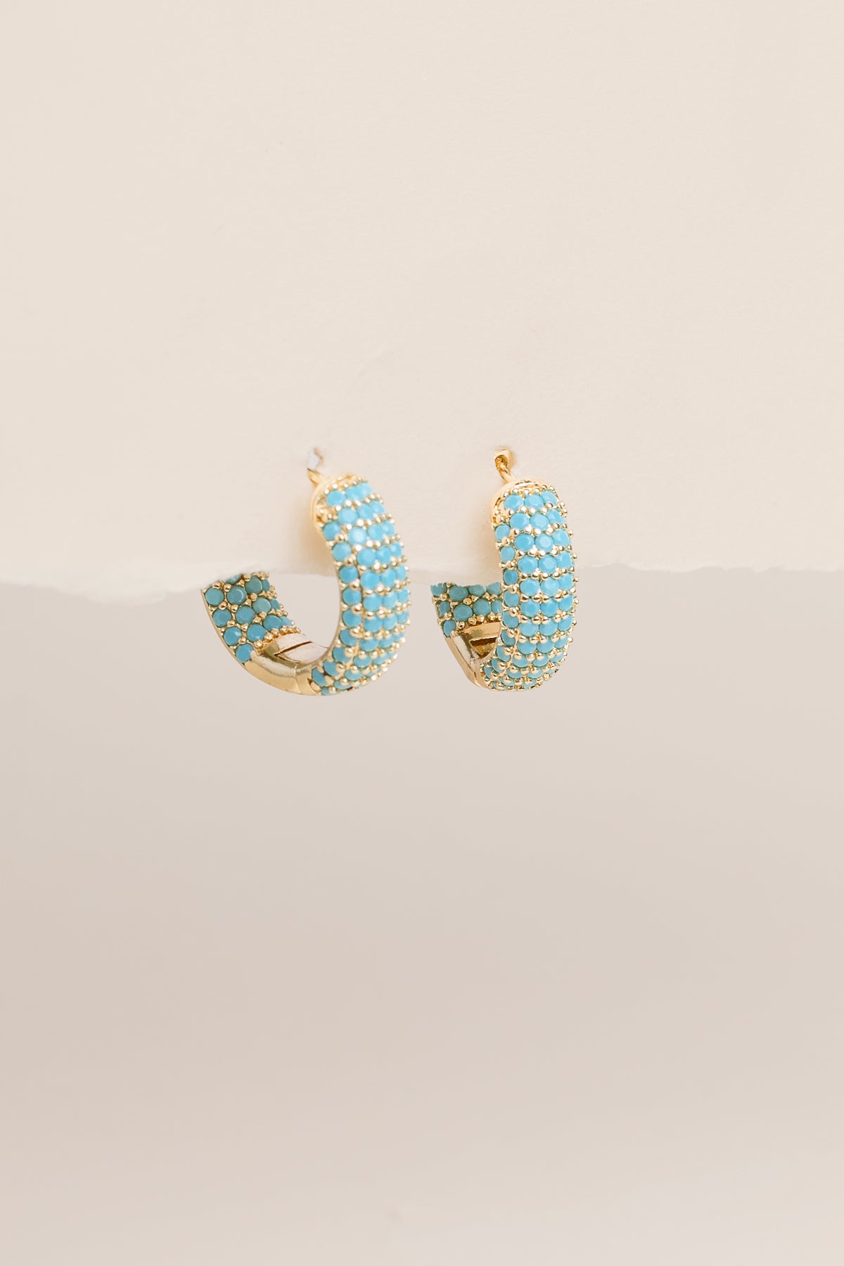 Turquoise Chunky Pave Hoops