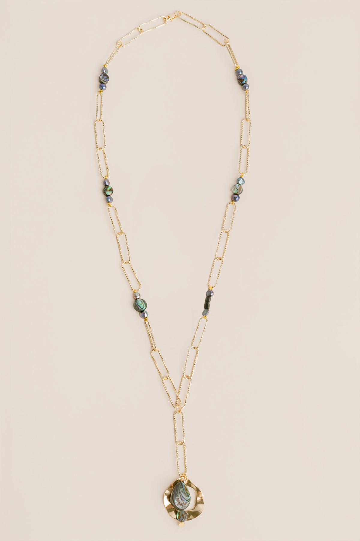 Sherwood Bridge Diamonds Abalone Gold Necklace
