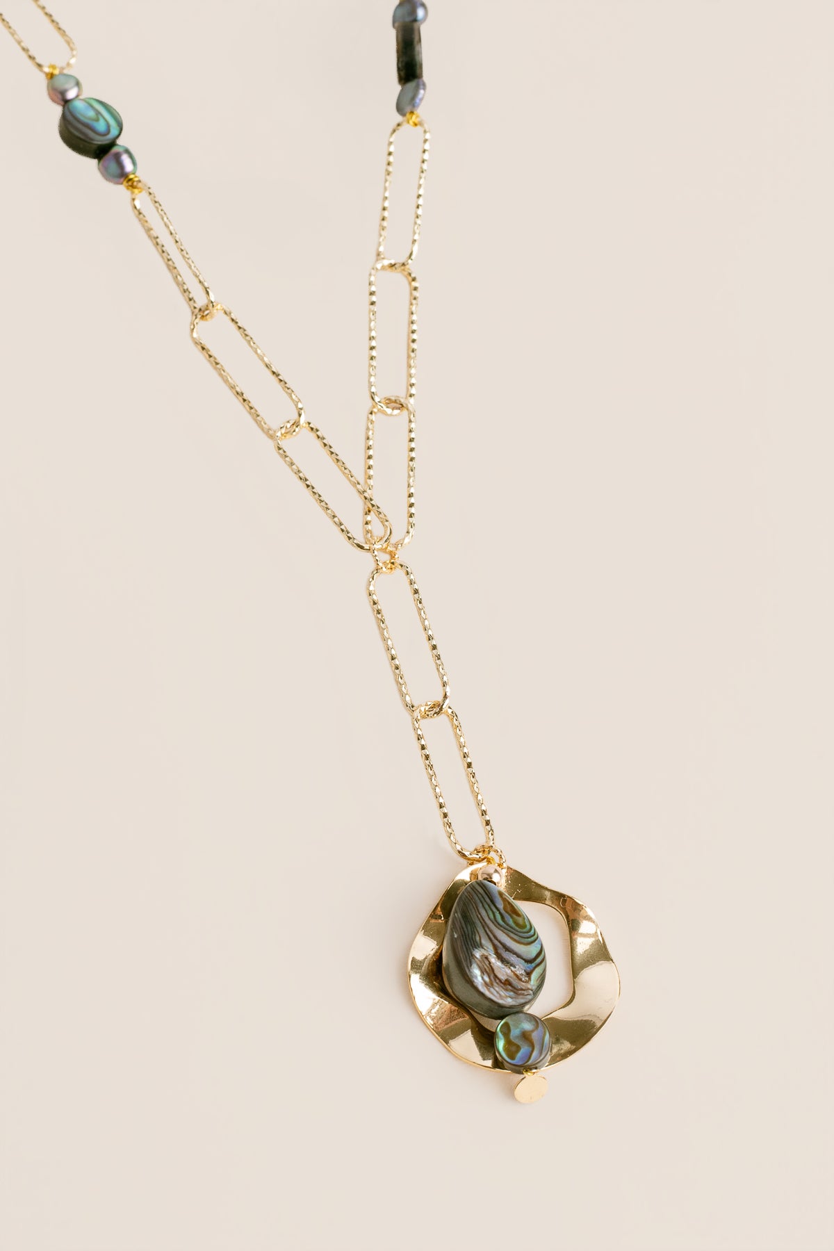 Sherwood Bridge Diamonds Abalone Gold Necklace