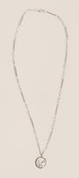 Half Sun Rhodium Circle Pendant Necklace