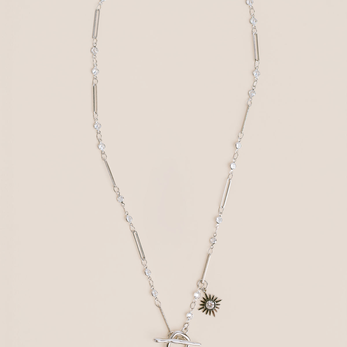 Rhodium Moon & Star Necklace