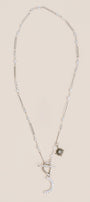 Rhodium Moon & Star Necklace