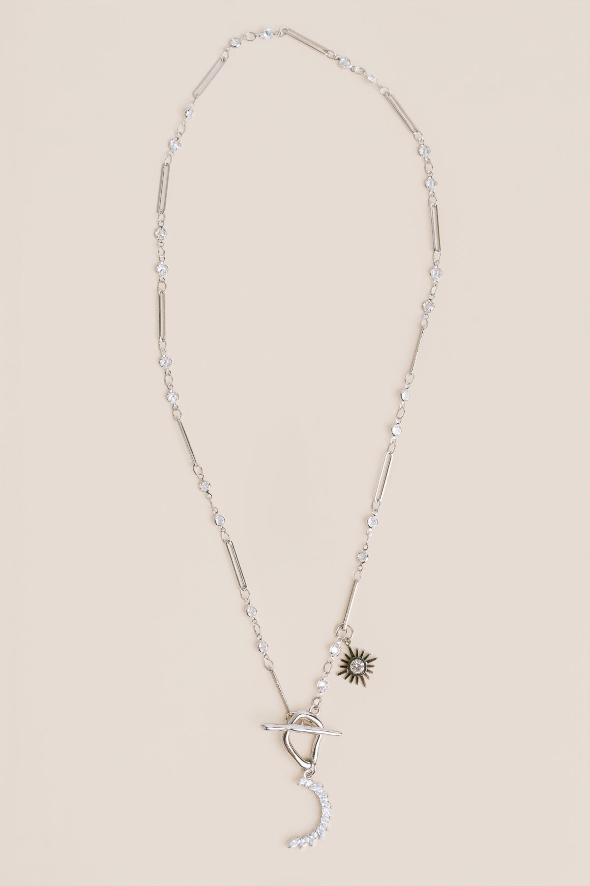 Rhodium Moon & Star Necklace