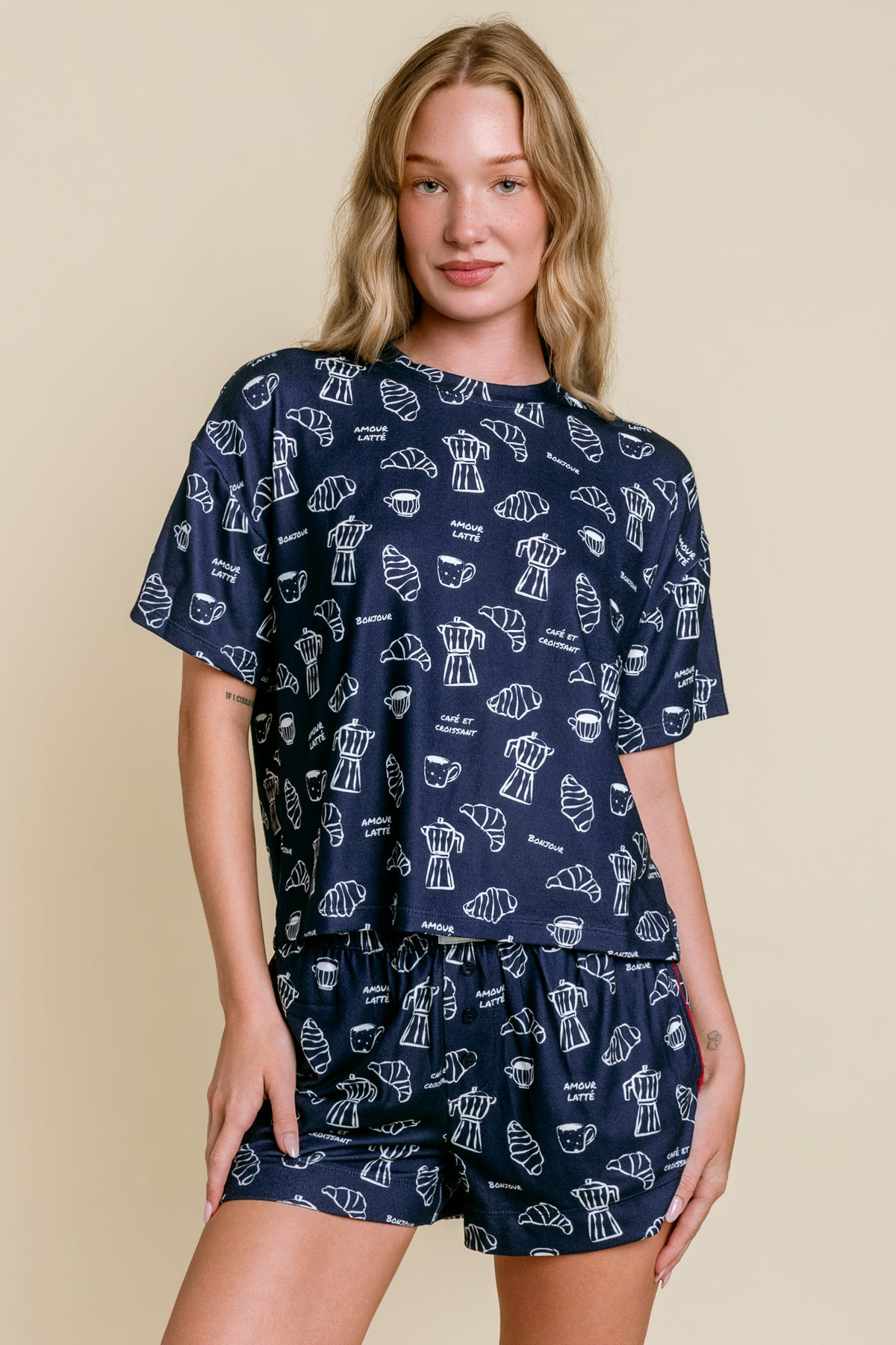 Bonjour Babe Breakfast Print Top