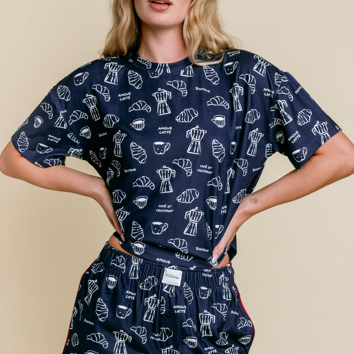Bonjour Babe Breakfast Print Top