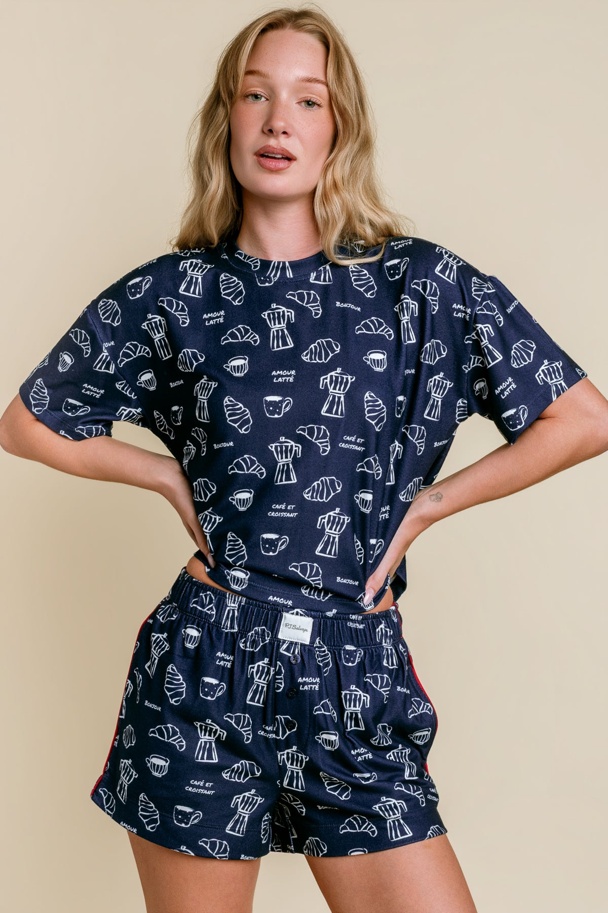 Bonjour Babe Breakfast Print Top