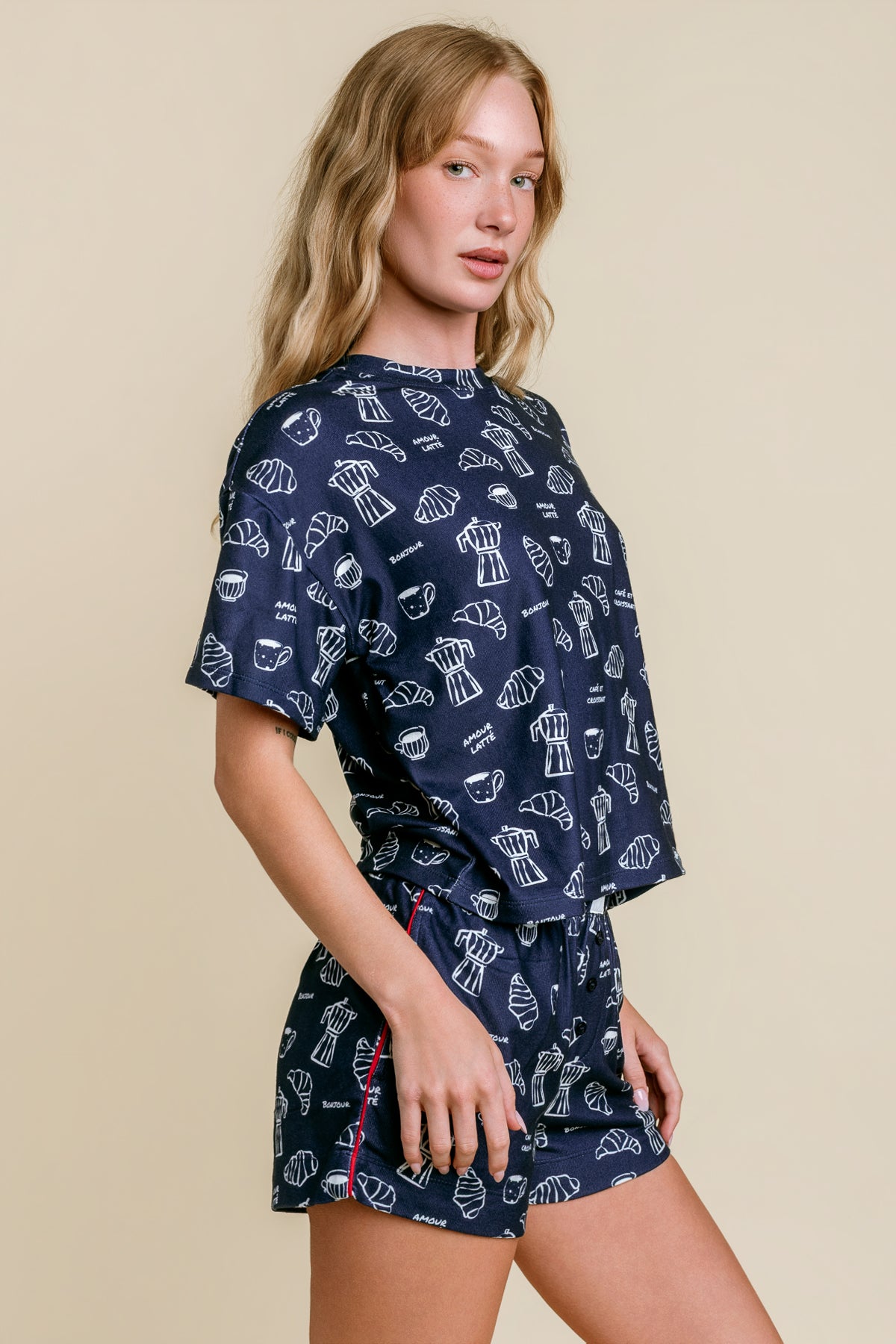 Bonjour Babe Breakfast Print Top