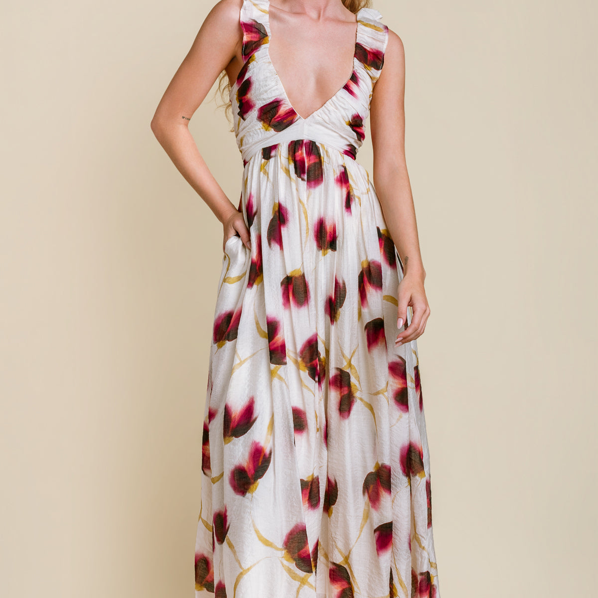 Emery Ruffled Bias Maxi