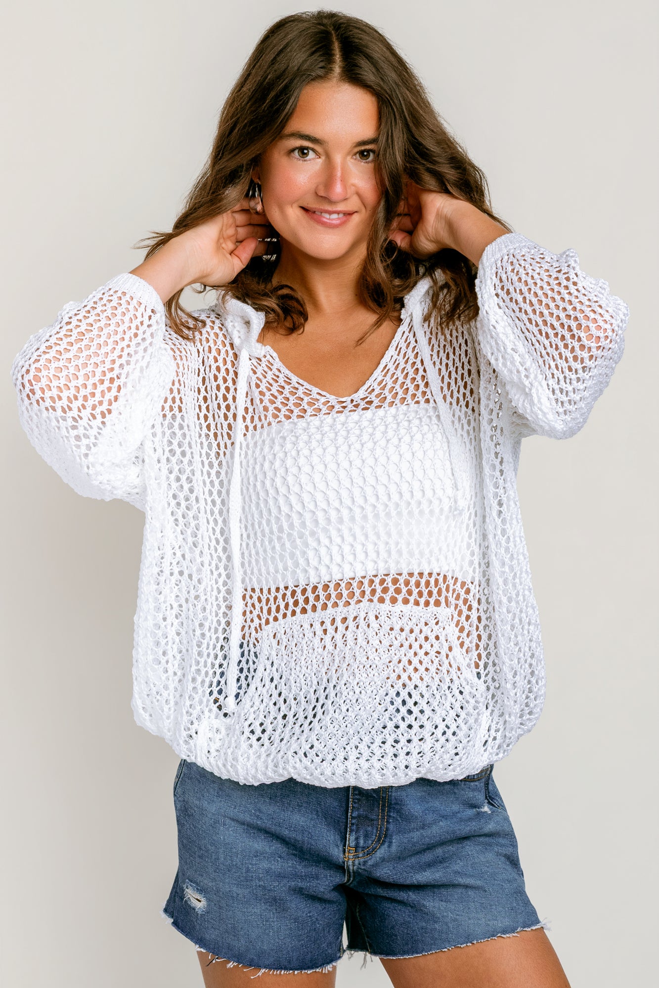 Milio Milano Crochet Knit Pullover Hoodie