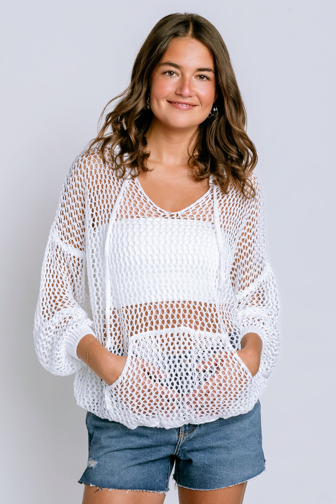 Milio Milano Crochet Knit Pullover Hoodie