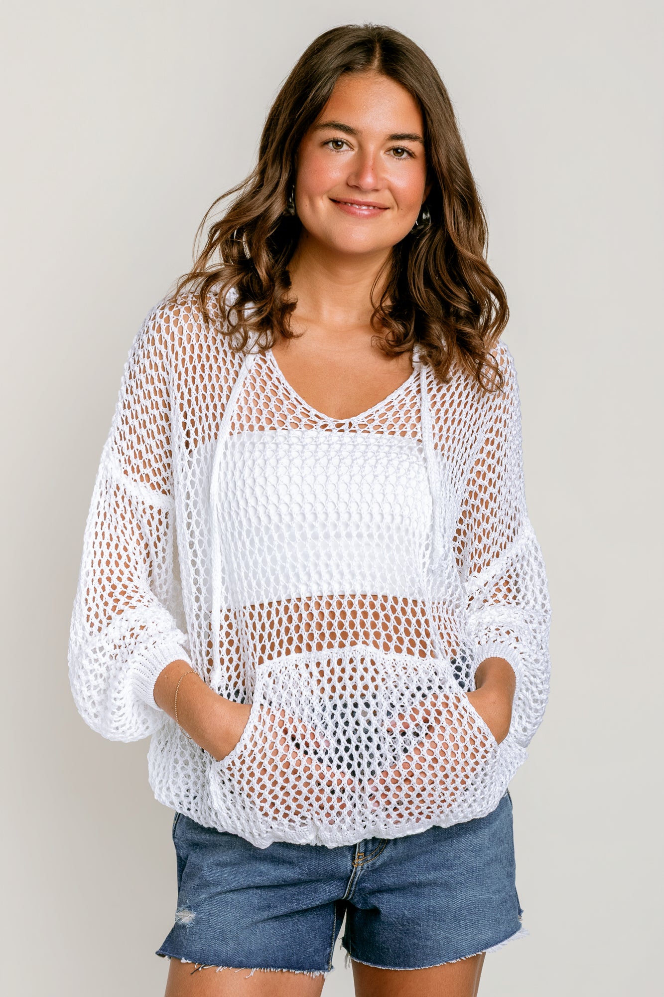 Milio Milano Crochet Knit Pullover Hoodie