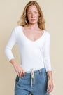 Michael Stars Callie V-Neck Elbow Sleeve Top