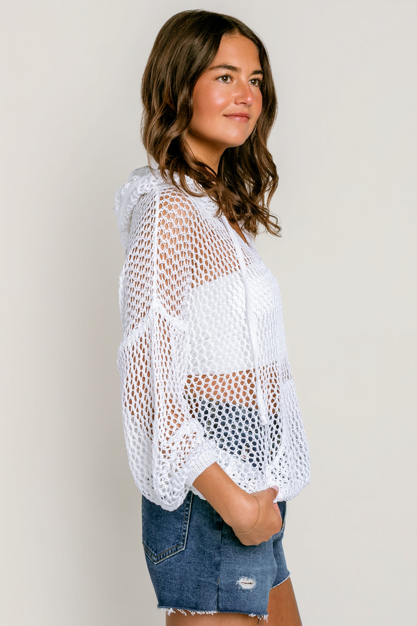 Milio Milano Crochet Knit Pullover Hoodie