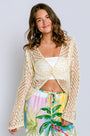 Milio Milano Crochet Twist Front Bell Sleeve Top