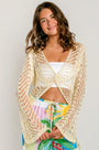 Milio Milano Crochet Twist Front Bell Sleeve Top