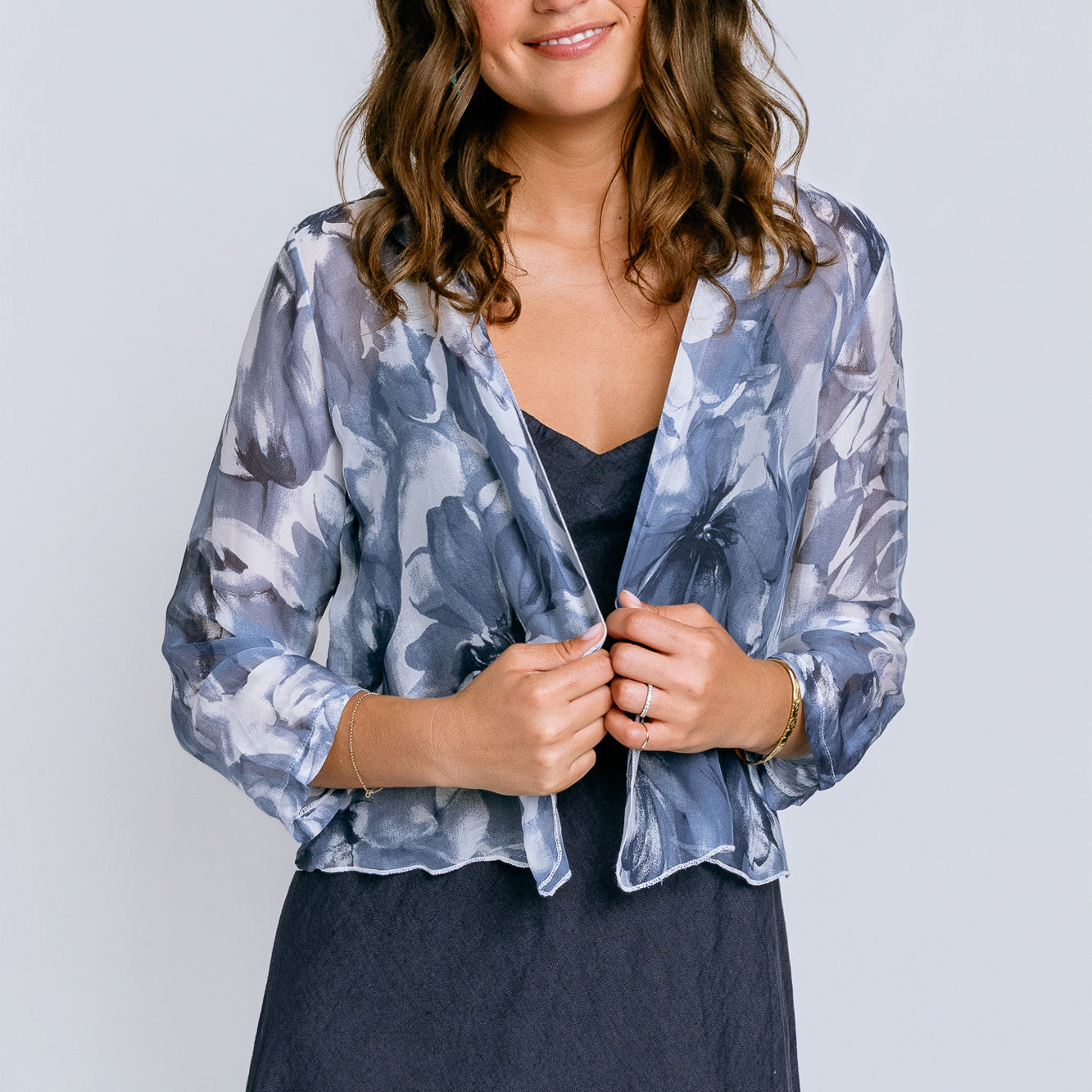 Inizio Sheer Floral Open Jacket