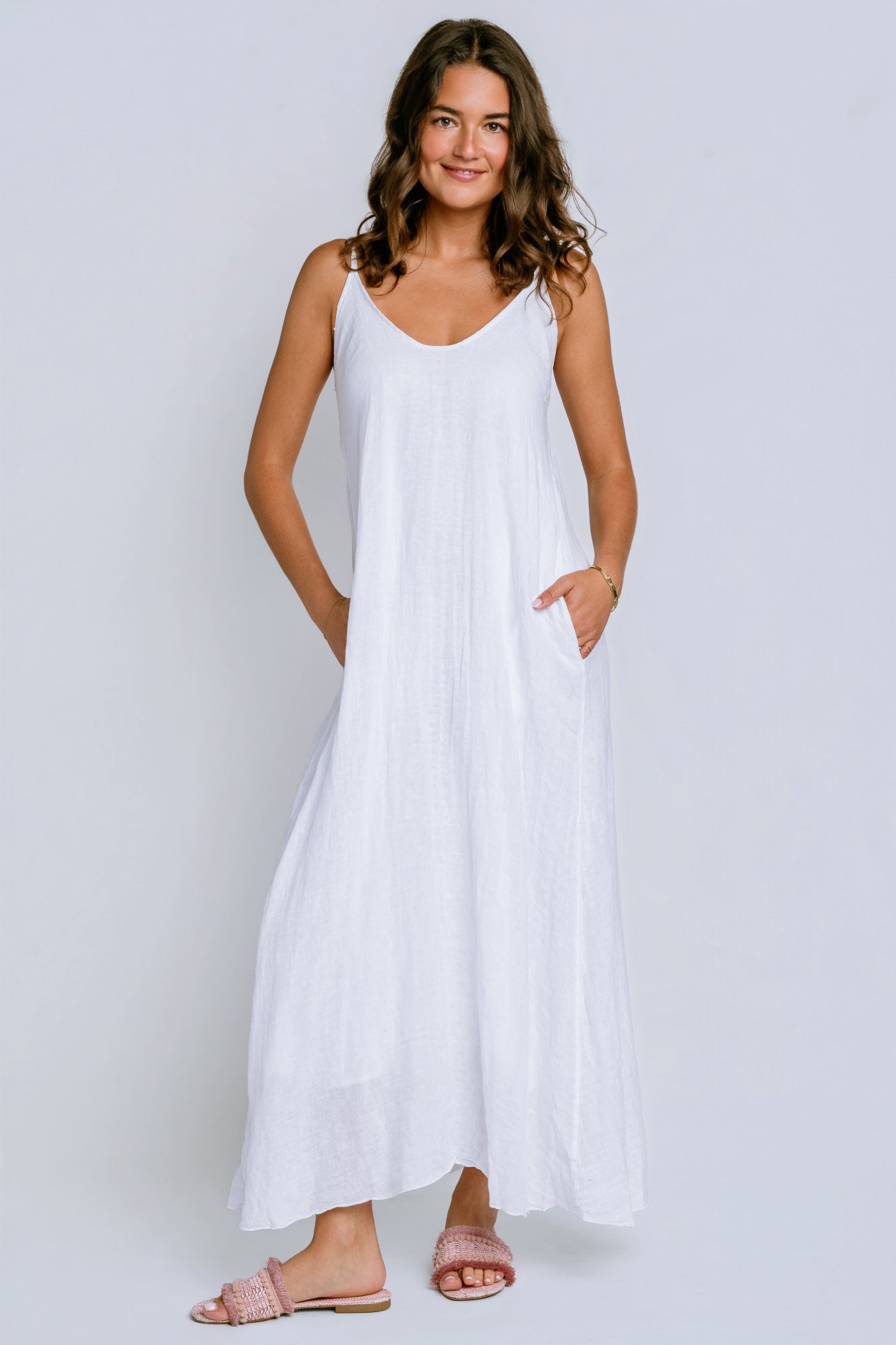 Milio Milano Adjustable Strap Linen Maxi
