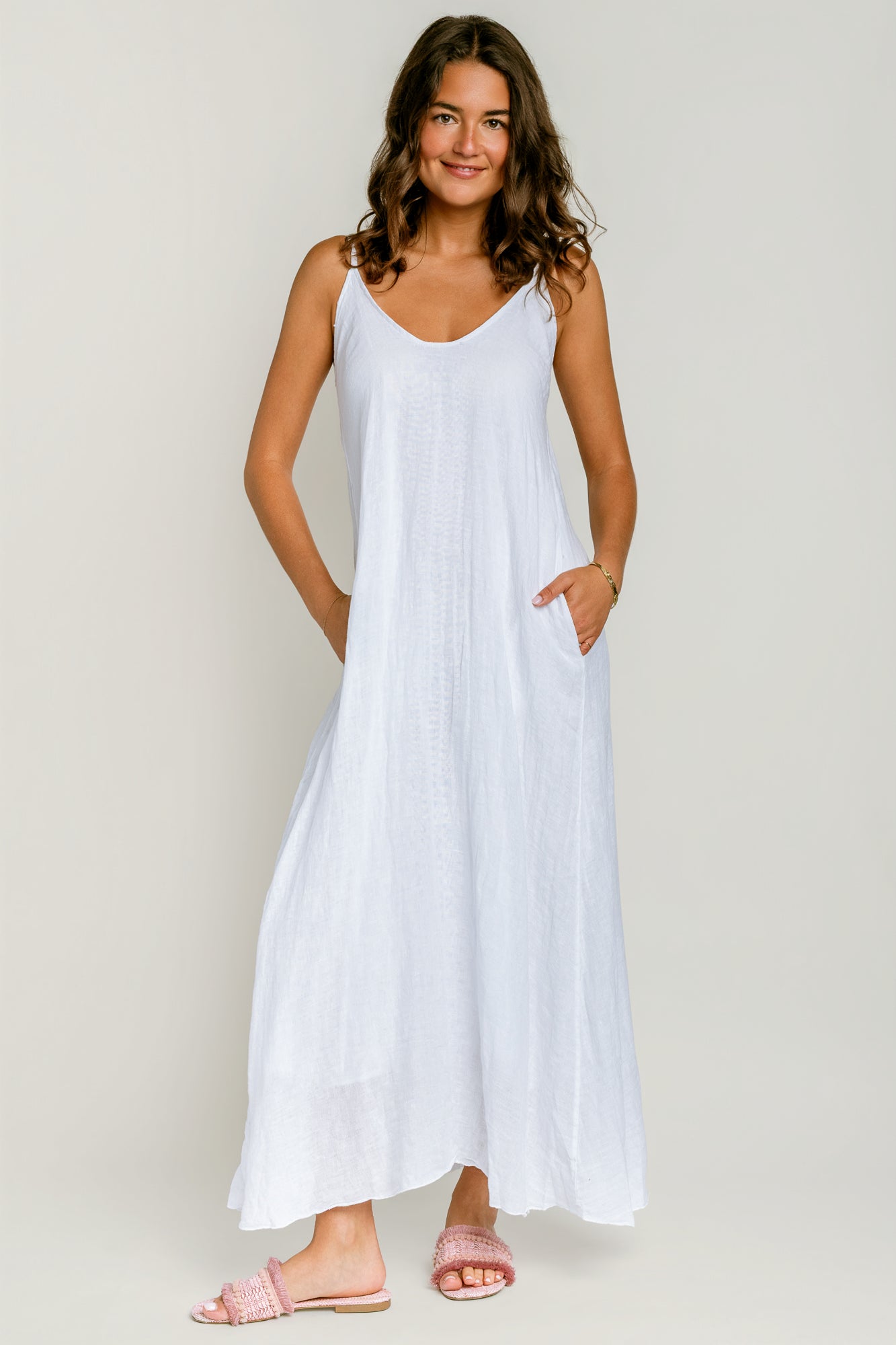 Milio Milano Adjustable Strap Linen Maxi