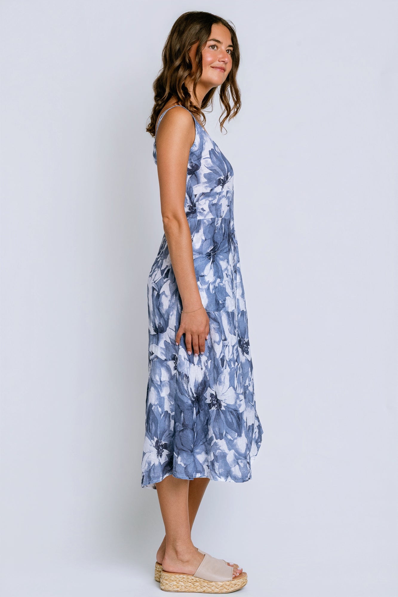Inizio Gathered Linen Dress