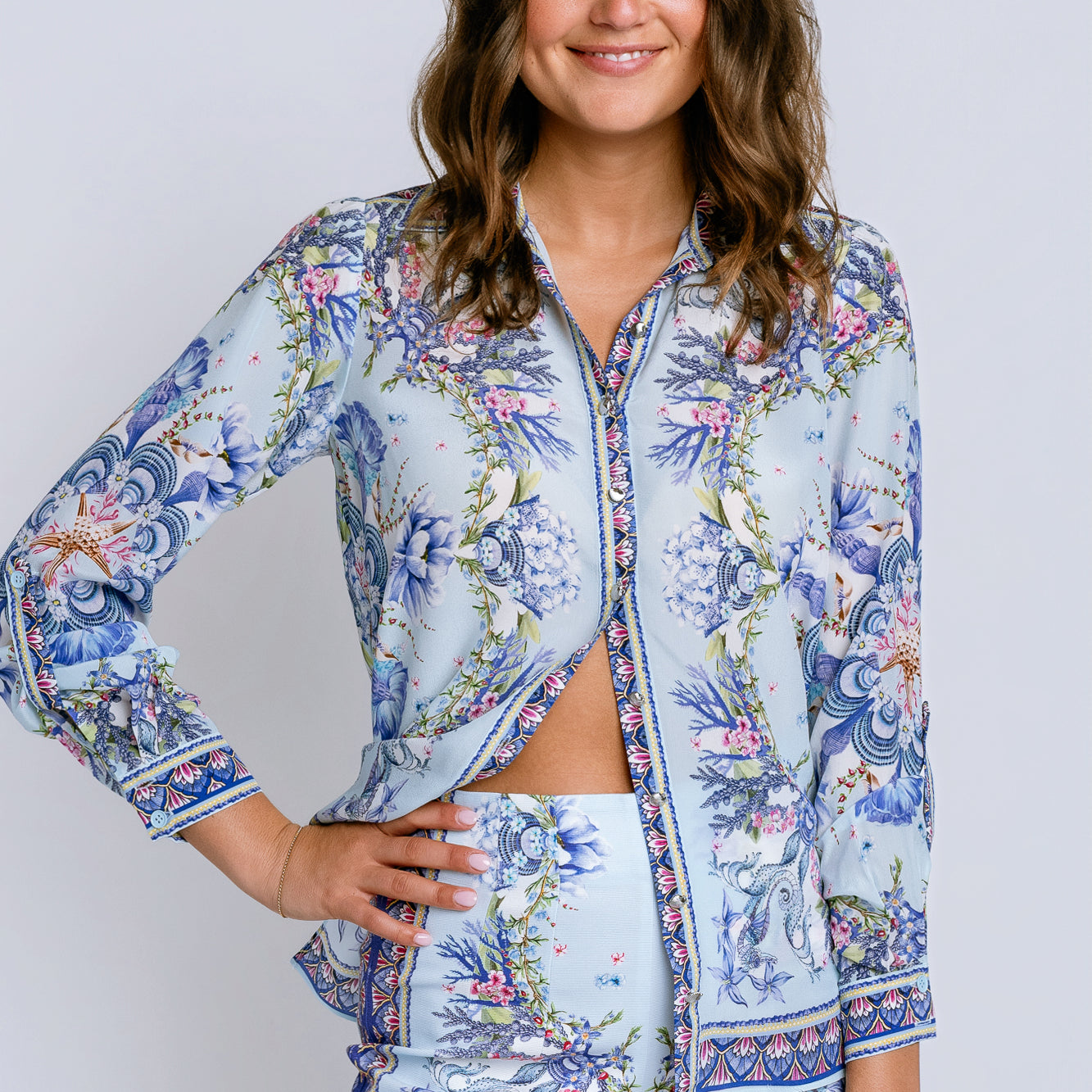 Hale Bob Long Sleeve Button Top