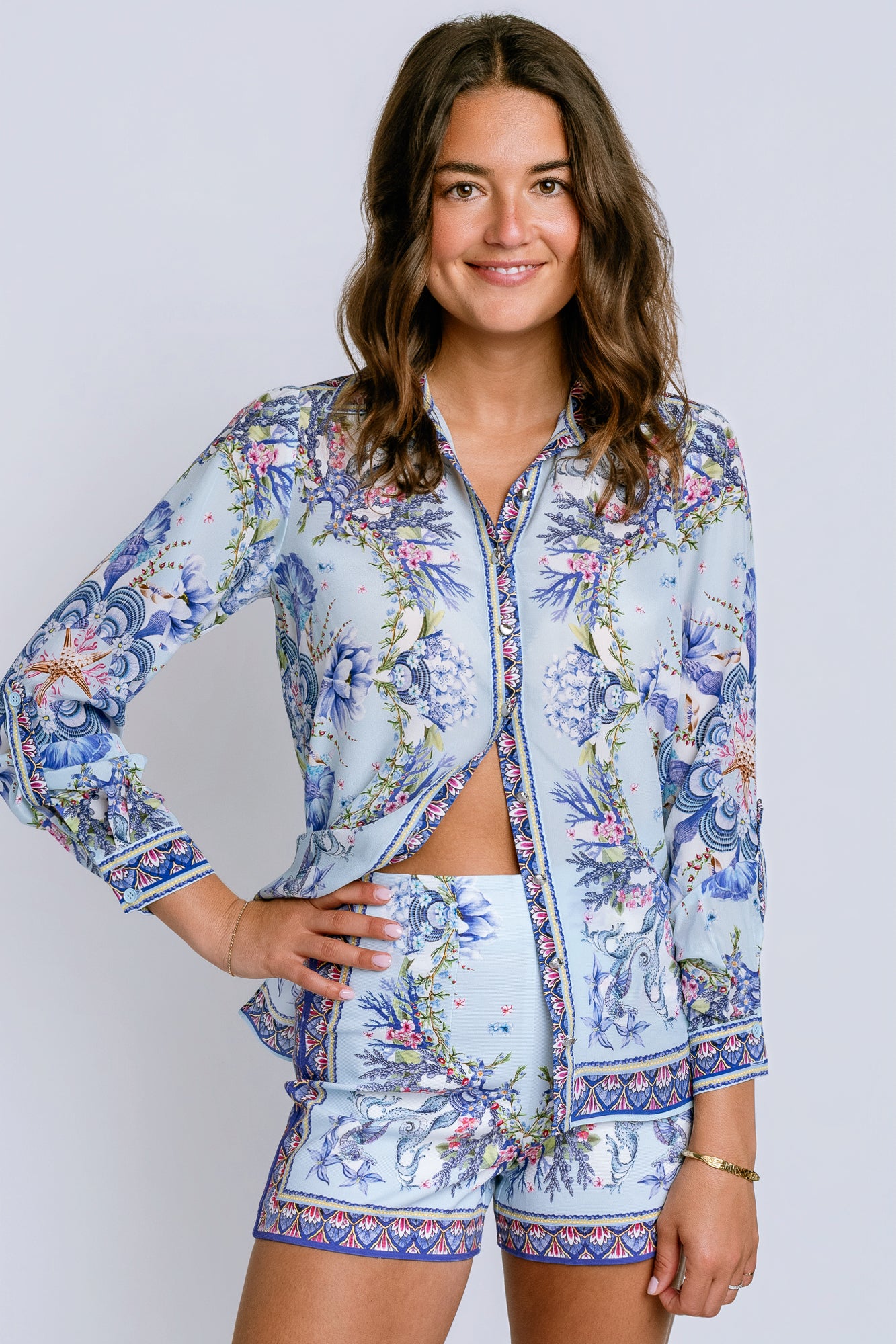 Hale Bob Long Sleeve Button Top