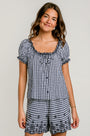 Splendid Gigi Gingham Puff Sleeve Top