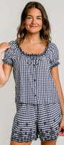 Splendid Gigi Gingham Puff Sleeve Top