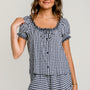 Splendid Gigi Gingham Puff Sleeve Top