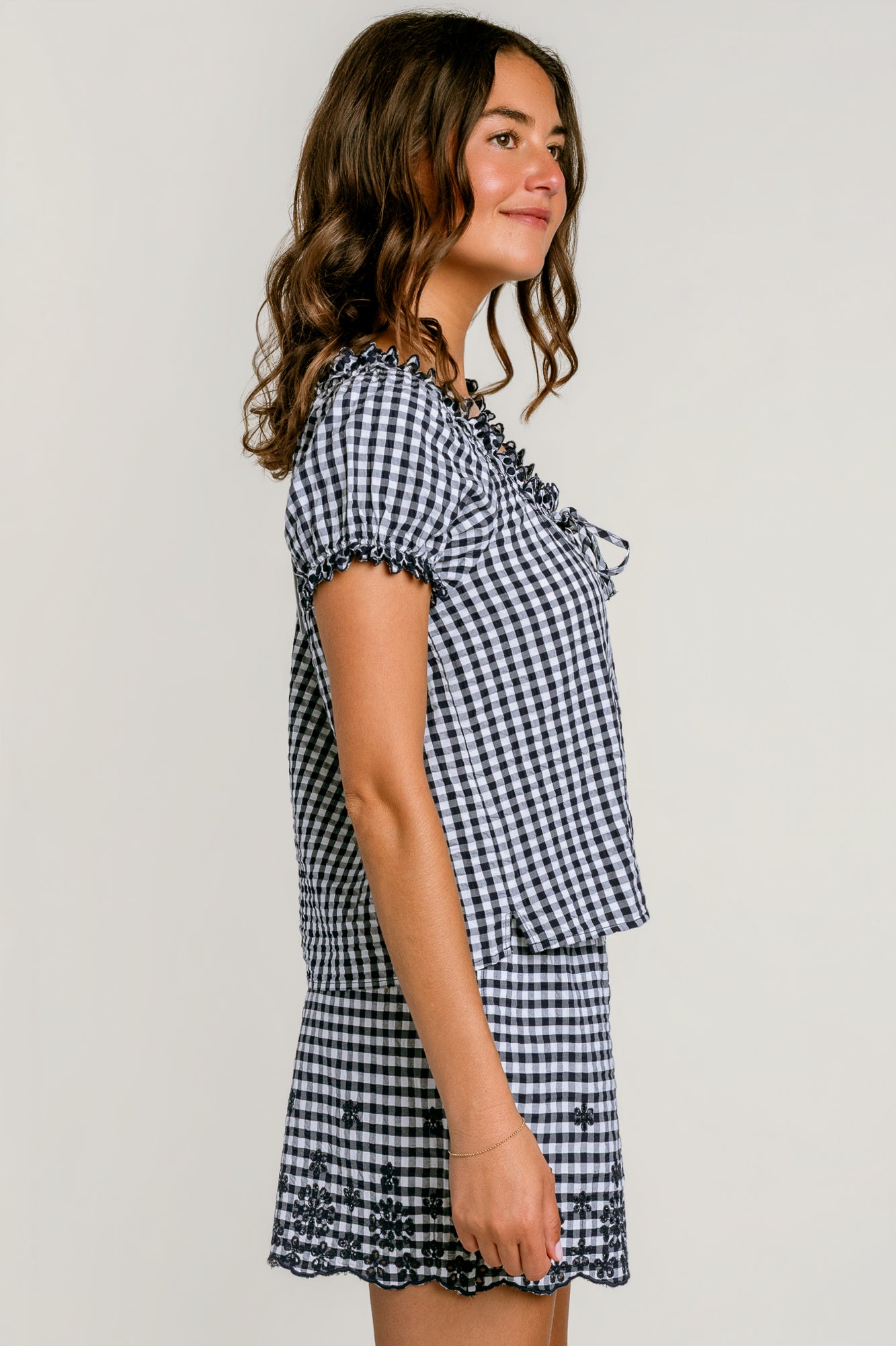 Splendid Gigi Gingham Puff Sleeve Top
