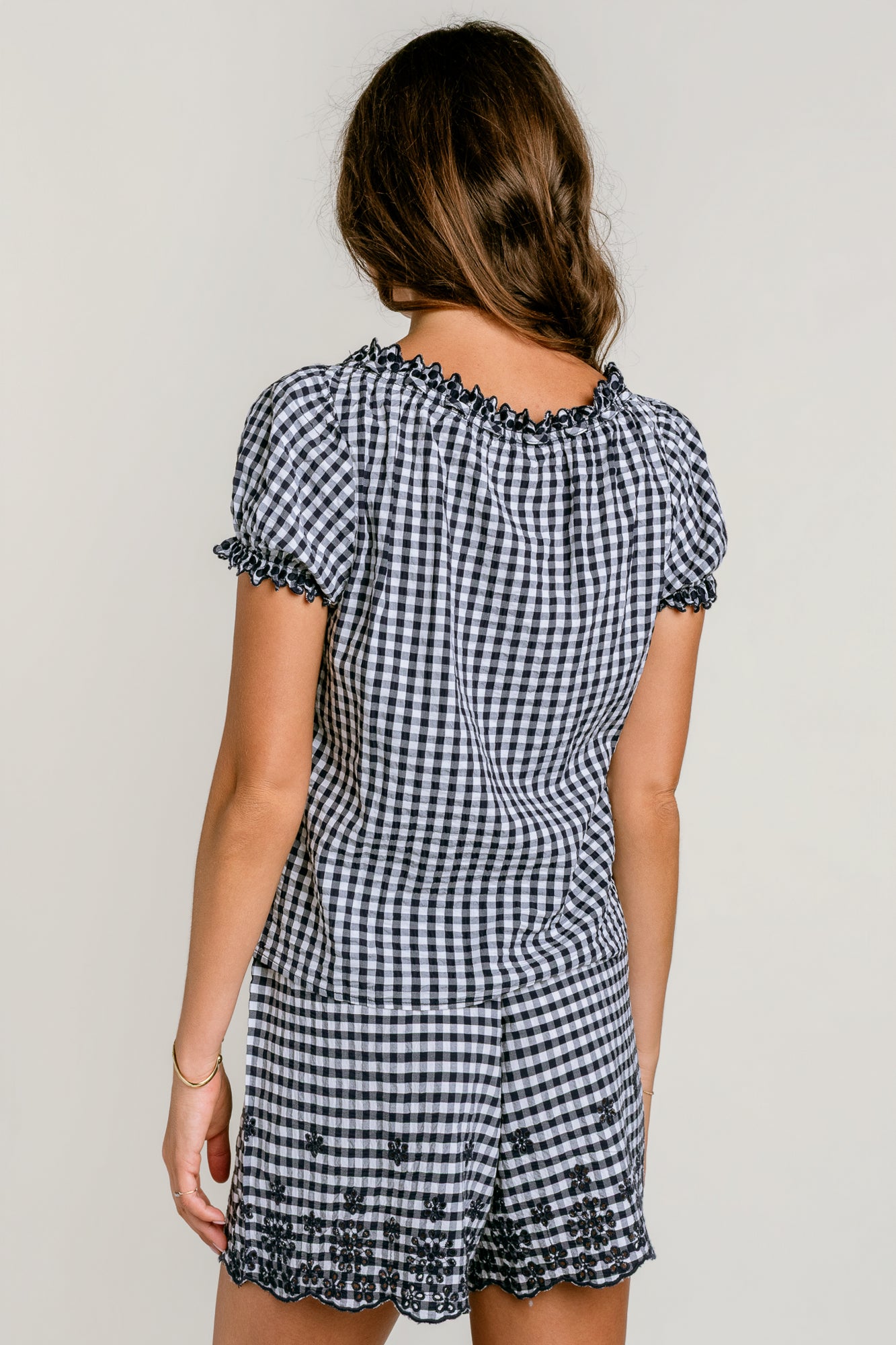Splendid Gigi Gingham Puff Sleeve Top
