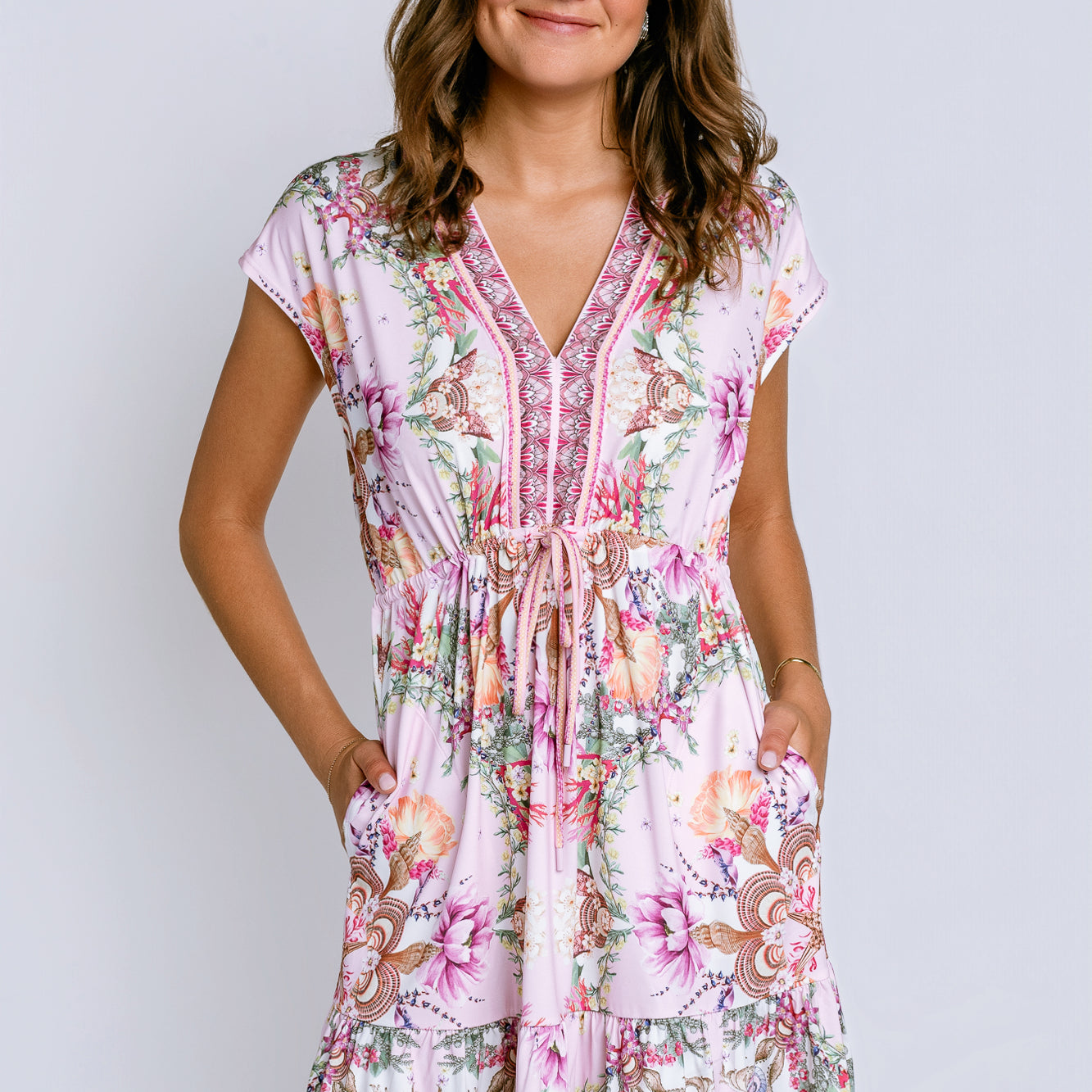 Hale Bob V Neck Short Sleeve Dress