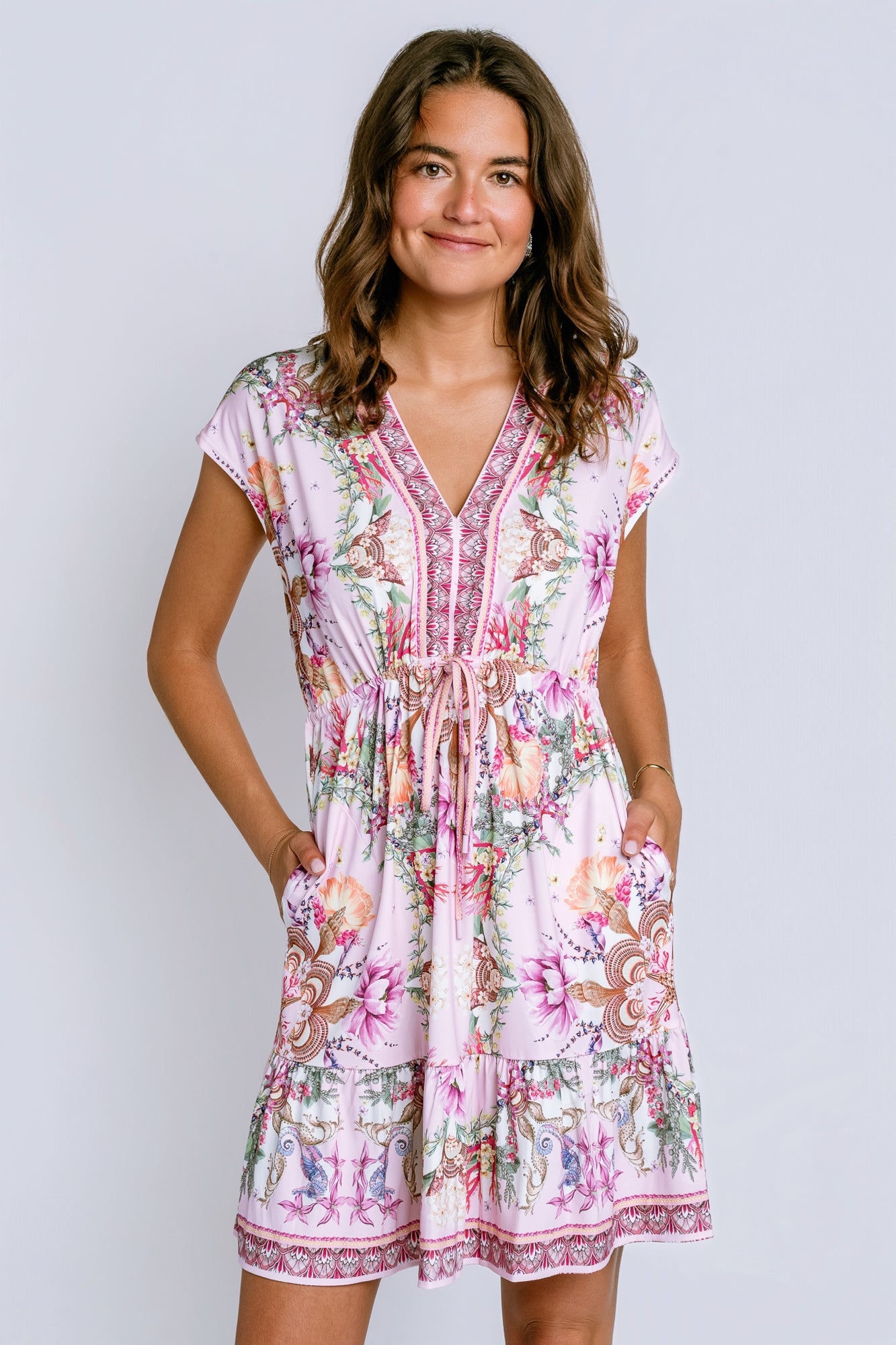 Hale Bob V Neck Short Sleeve Dress