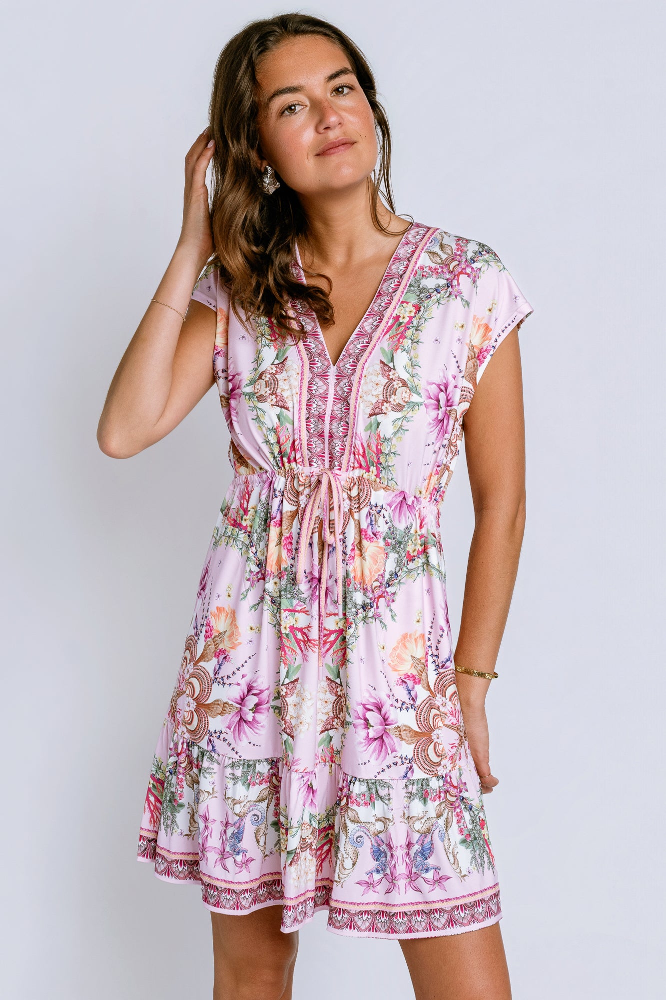 Hale Bob V Neck Short Sleeve Dress