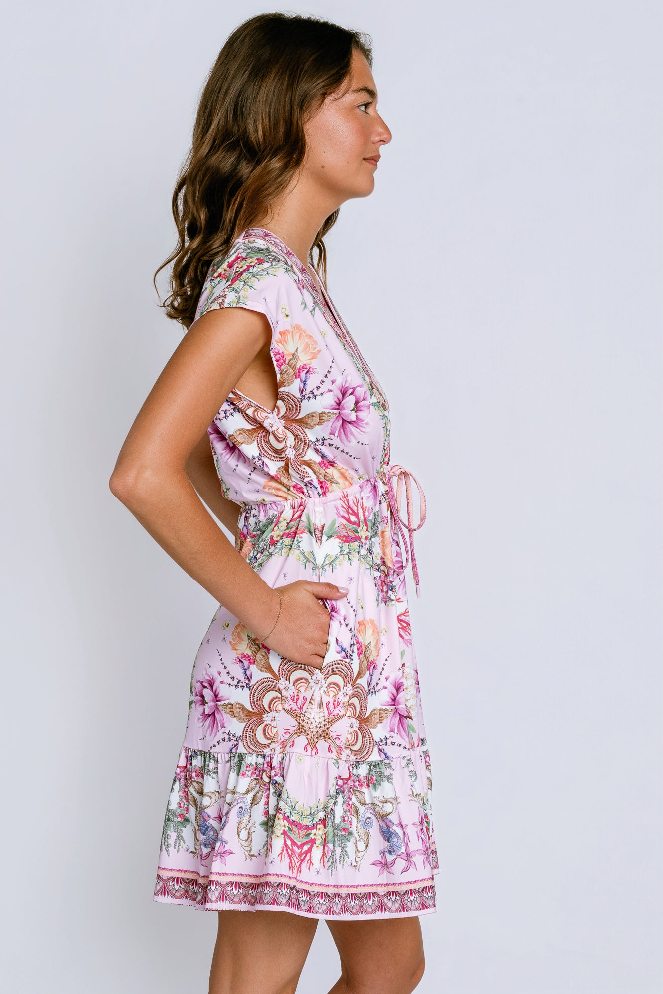 Hale Bob V Neck Short Sleeve Dress