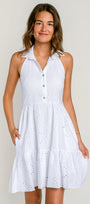 Milio Milano Eyelet Halter Mini Dress