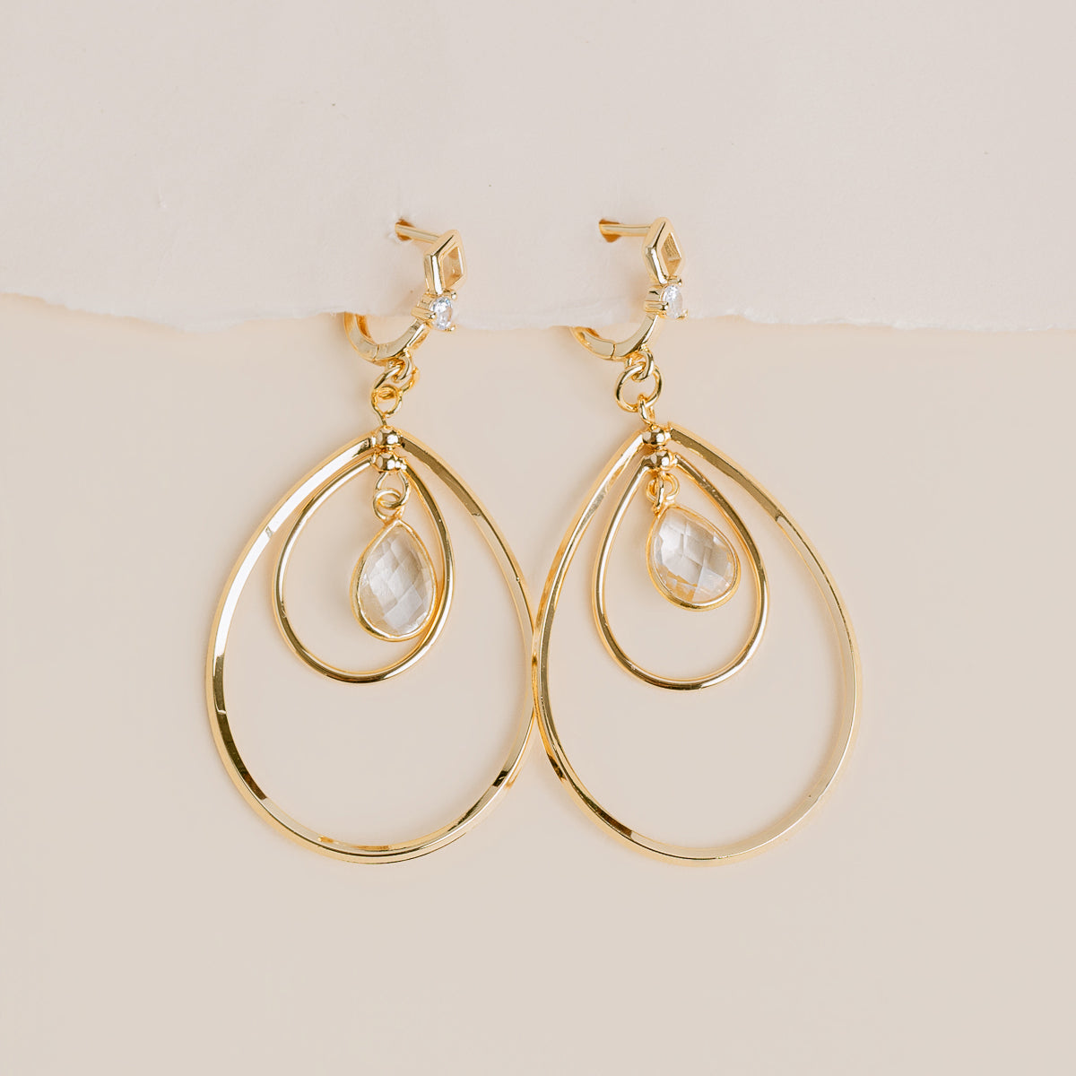 Double Teardrop Crystal Earrings
