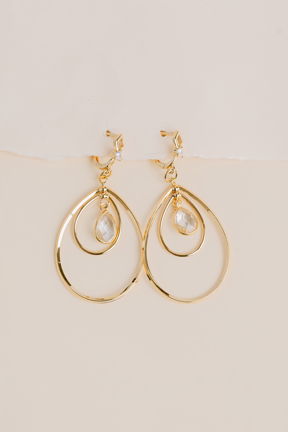 Double Teardrop Crystal Earrings