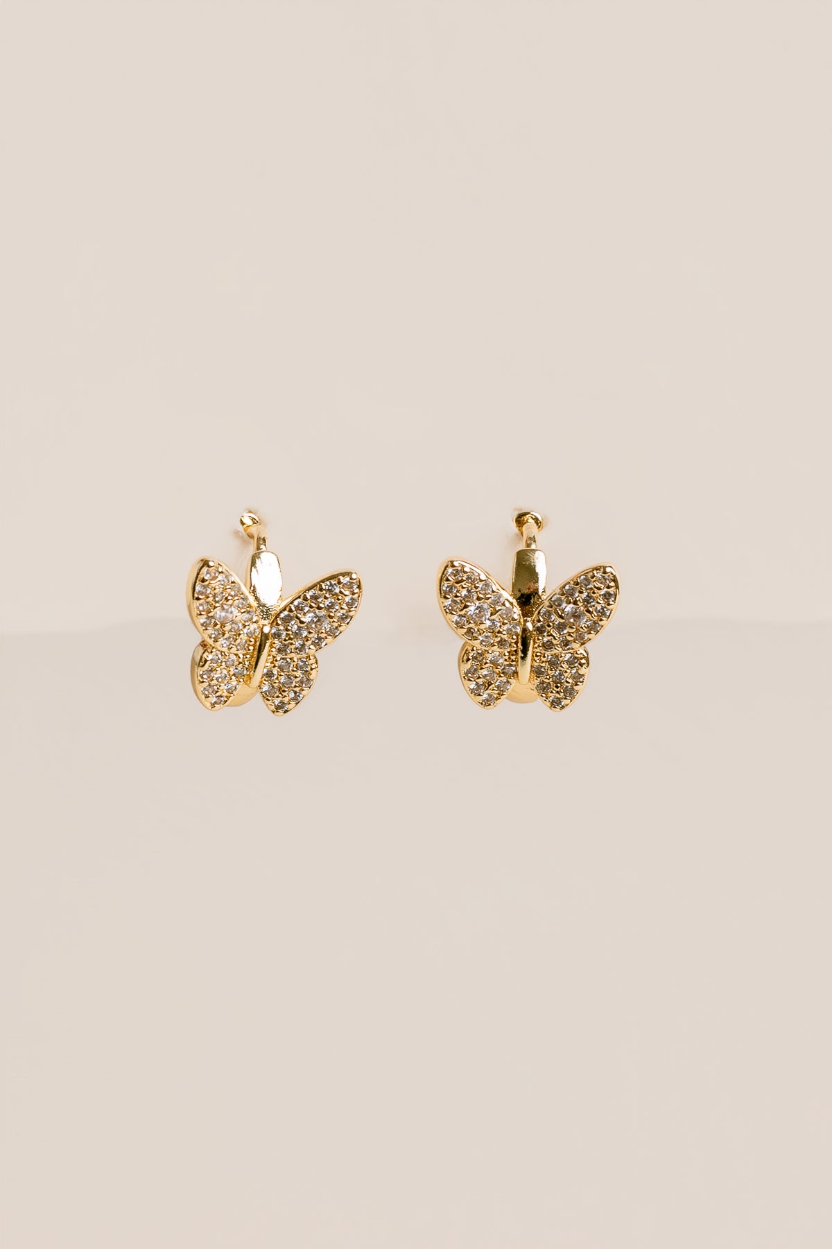 Pave Butterfly Huggie Hoops