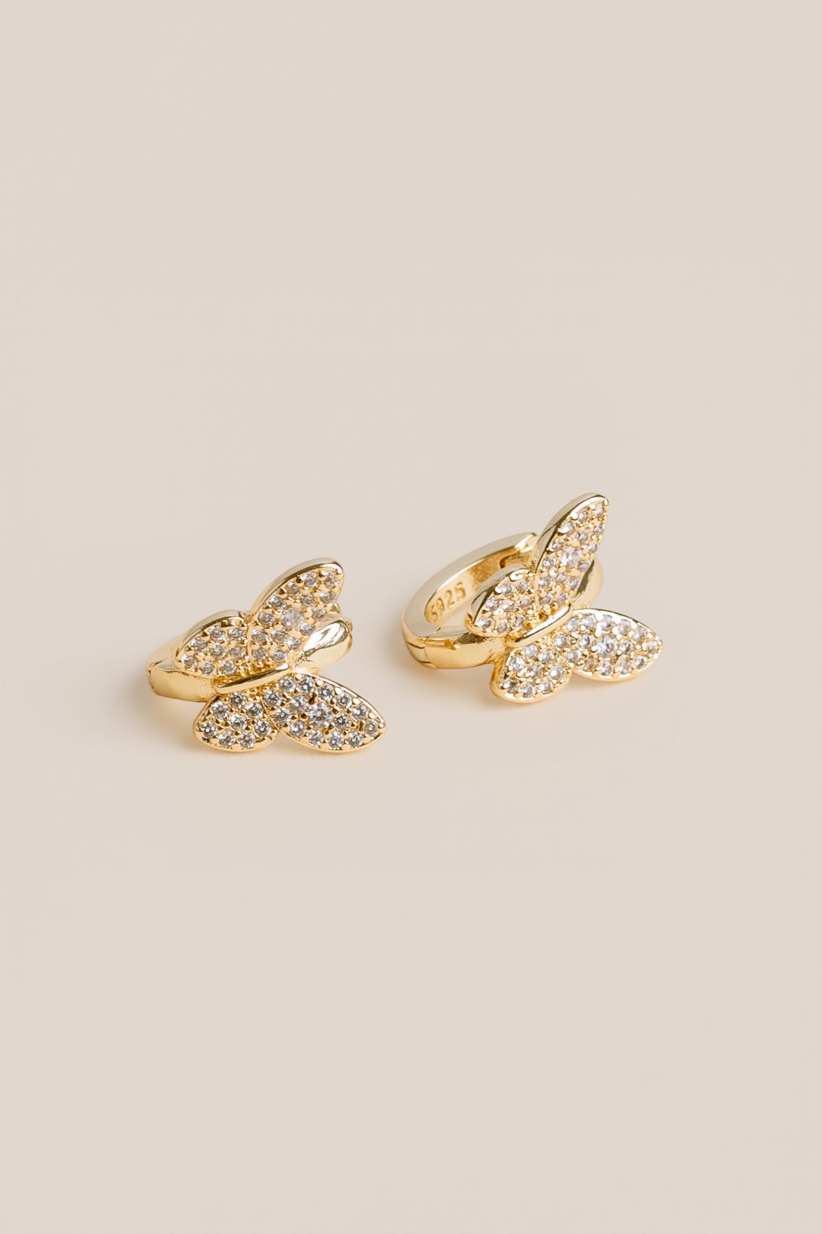 Pave Butterfly Huggie Hoops