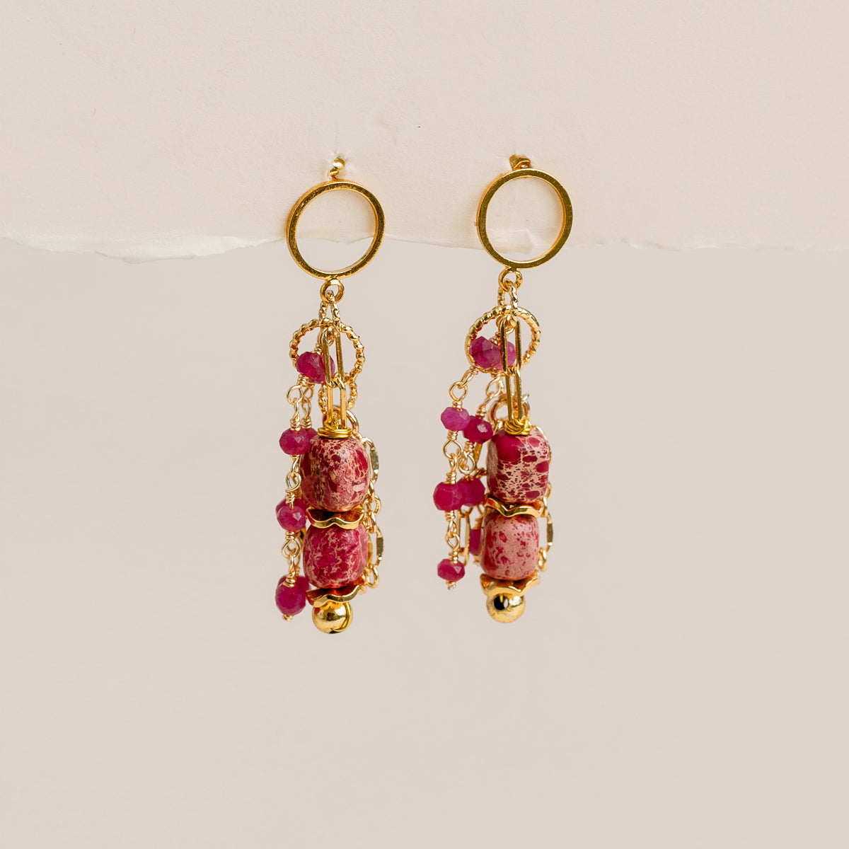 Rhodochrosite Tassel Earrings