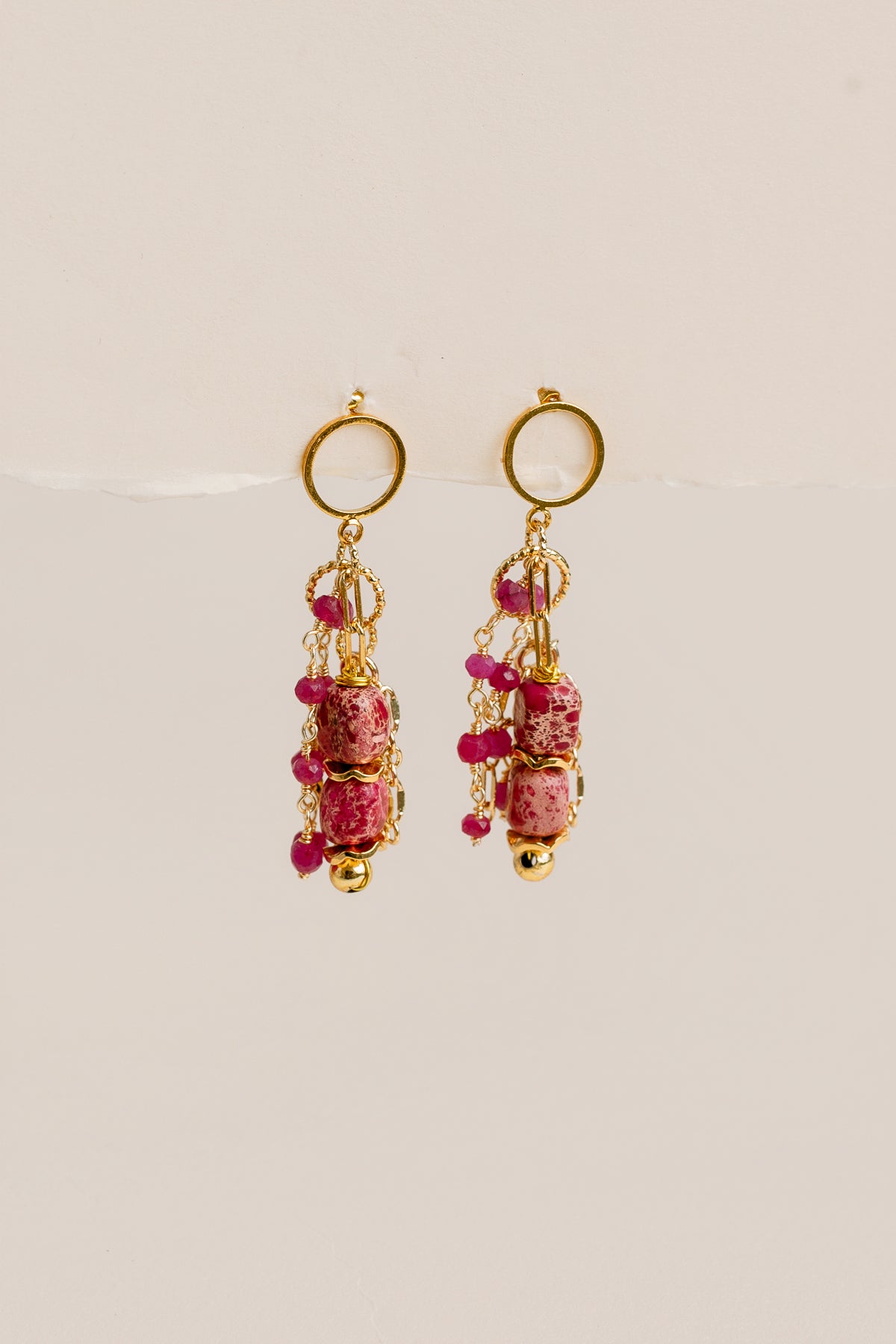 Rhodochrosite Tassel Earrings
