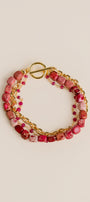 Triple Chain Rhodochrosite Bracelet